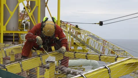 Working At Height Via Abseiling. Stock-Footage 157102704