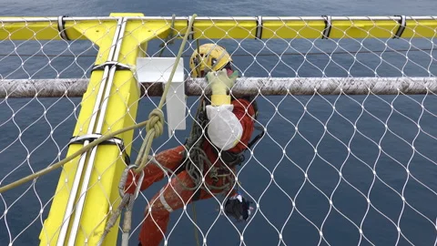 Working At Height Via Abseiling. Stock Footage 157104500