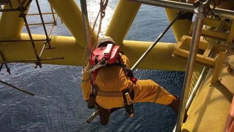 Working at height and overboard. Stock Footage 82149457