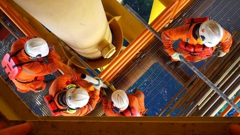 Working at height and overboard. Video stock 94559658