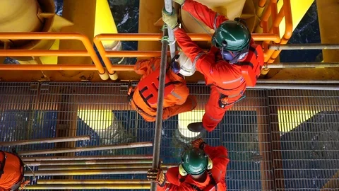 Working at height and overboard. Video stock 94559776