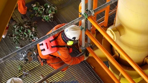 Working at height and overboard. Video stock 94559865