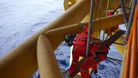 Working at height and overboard. Video stock 94560000