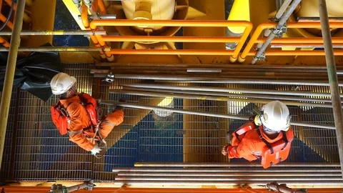 Working at height and overboard. Video stock 94560656