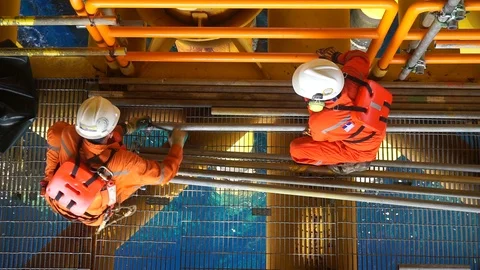 Working at height and overboard. Video stock 94560735