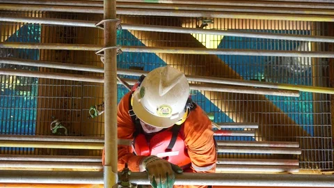 Working at height and overboard. Video stock 94561202