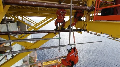 Working at height and overboard. Stock-Footage 99140145