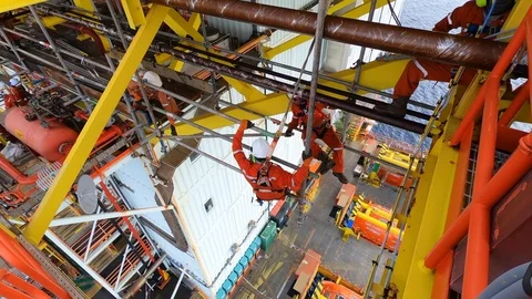 Working at height and overboard. Stock-Footage 99140407