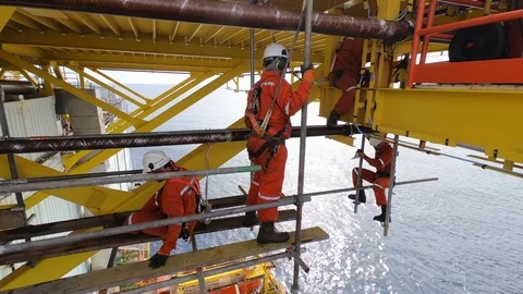 Working at height and overboard. Stock Footage 99140465