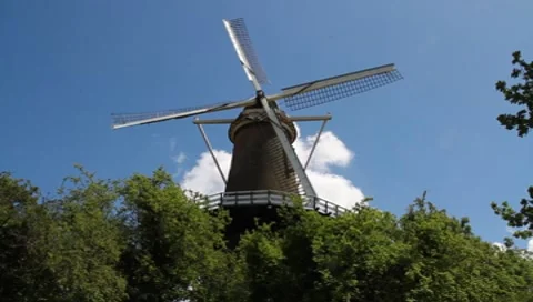 Working historic windmill medium Stock Footage 7501291