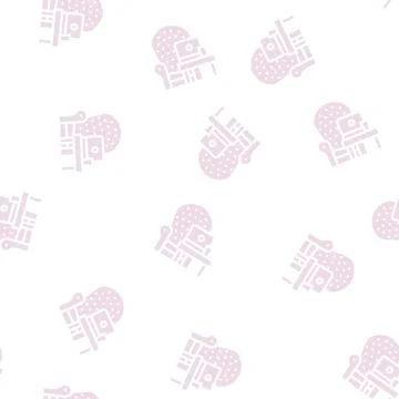 Working on home armchair glyph vector seamless pattern Stock Illustration