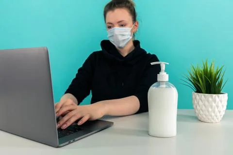 Working at home on the computer in isolation. Stock Photos