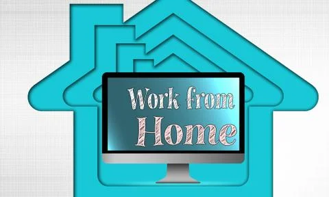 Working from home concept with computer Stock Illustration