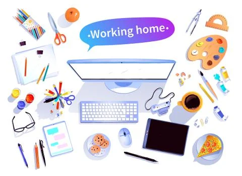 Working Home concept vector illustration Stock Illustration