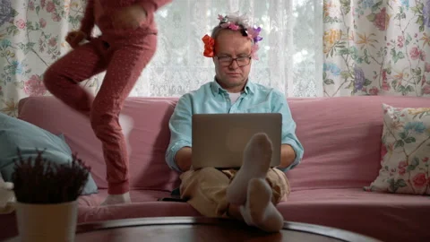 Working from home distractions Stock Footage 128289783