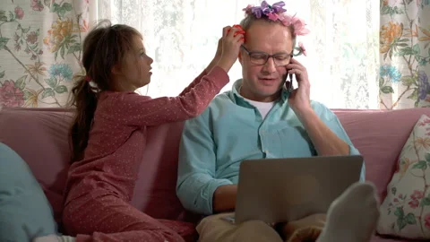 Working from home distractions Stock Footage 128311077