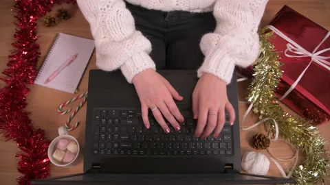 Working From Home in a Festive Environment Stock Footage 140734397