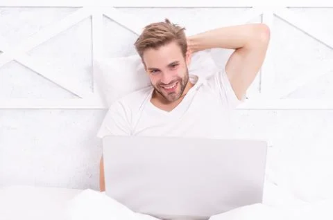 Working from home. Freelancer man remote working online. Freelance business. Buy Stock Photos