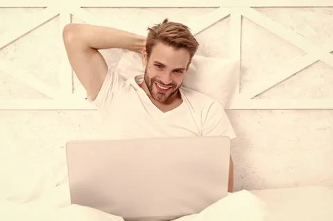 Working from home. Freelancer man remote working online. Freelance business. Buy Stock Photos