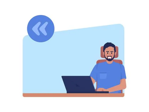 Working from home freelancer quote textbox with flat character Illustrazione stock