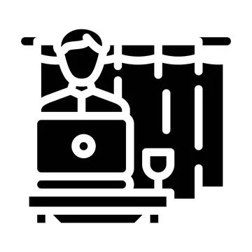 Working at home glyph icon vector illustration Stock Illustration