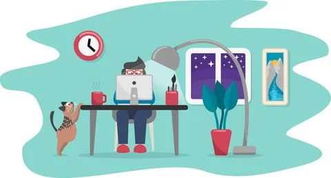 Working at home Stock Illustration