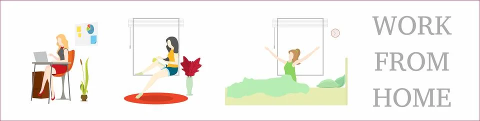 Working at home Stock Illustration