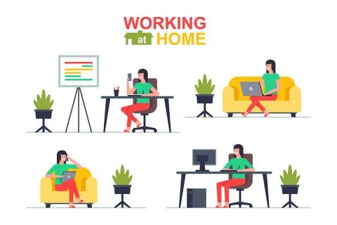 Working at home Stock Illustration