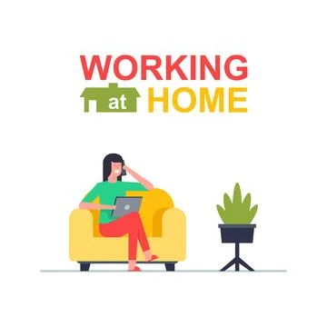 Working at home Stock Illustration