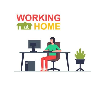 Working at home Illustrazione stock