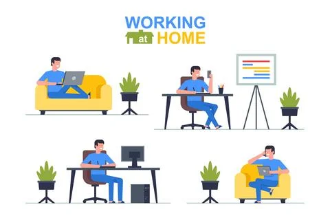Working at home Stock Illustration