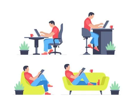 Working at home Stock Illustration