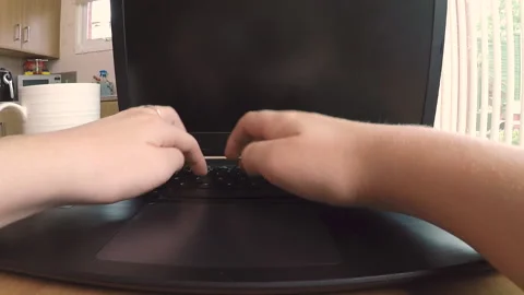 Working From Home at Kitchen Table Stock Footage 138240374