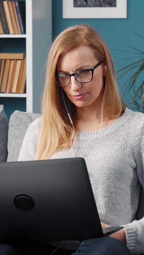 Working From Home on a Laptop Stock Footage 322791602