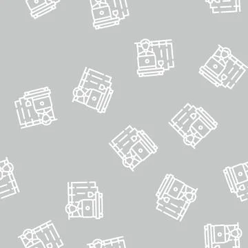 Working at home line vector seamless pattern Stockillustratie