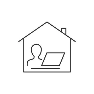 Working from home linear icon on white background Stock Illustration