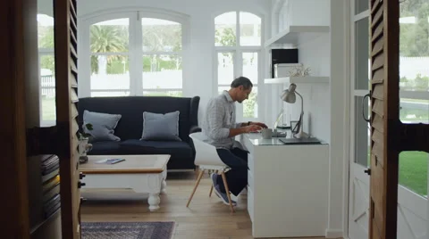 Working from home man Stock Footage 55654688