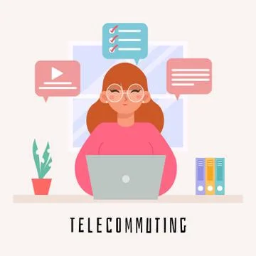 Working in home office Stock Illustration