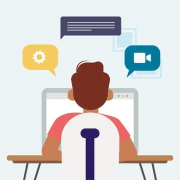 Working in home office Stock Illustration