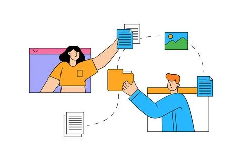 Working from Home or Remote Work Setup Illustration 스톡 일러스트