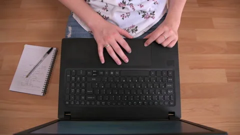 Working From Home Sitting on Floor Stock Footage 138429830