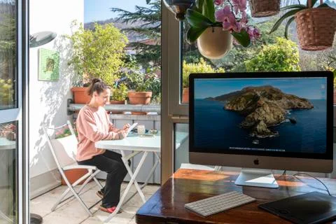 Working at. home, smartwork Foto stock