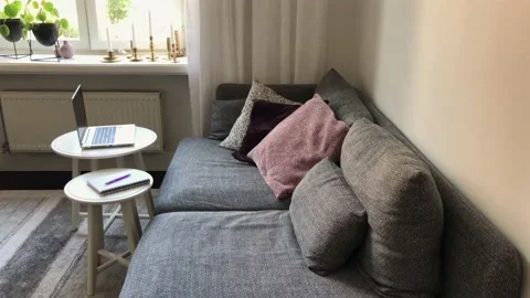 Working from home in the sofa Stock Footage 138649078