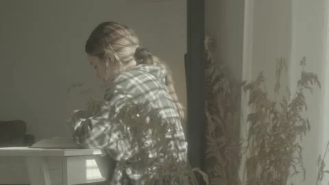 Working from home through mirror Stock Footage 143839403