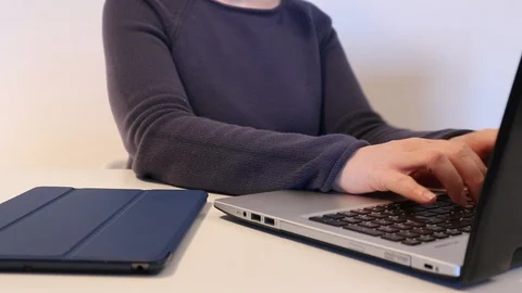 Working From Home Using iPad and Laptop in Home Office 스톡 동영상 126787602