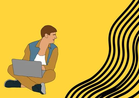 Working at home vector flat style illustration. Online career. Coworking space Stock Illustration