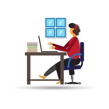 Working at home vector flat style illustration. 库存插图
