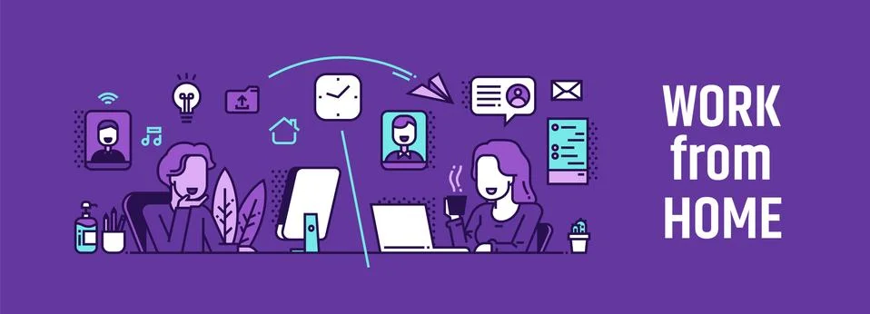 Working from home vector illustration. Stock Illustration