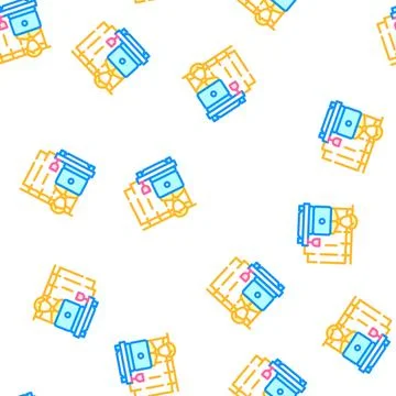 Working at home vector seamless pattern Stock Illustration