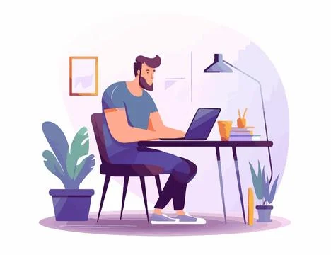 Working From Home WFH Concept Vector Illustration. Illustrazione stock